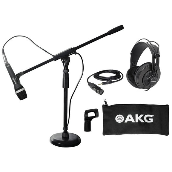 AKG D5 C PC Podcasting Podcast Microphone+Desk Stand w/Boom+Headphones