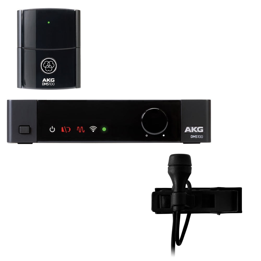 AKG DMS100 2.4 GHz Digital Bodypack Wireless Instrument System Bundle with AKG LC617 MD Lapel Microphone with Tie Clip (Black)