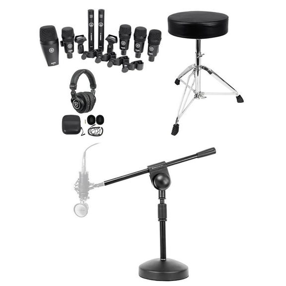 AKG Drum Set Session I (7) Mics Bass/Overhead/Snare/Tom+Throne+Stand+Headphones