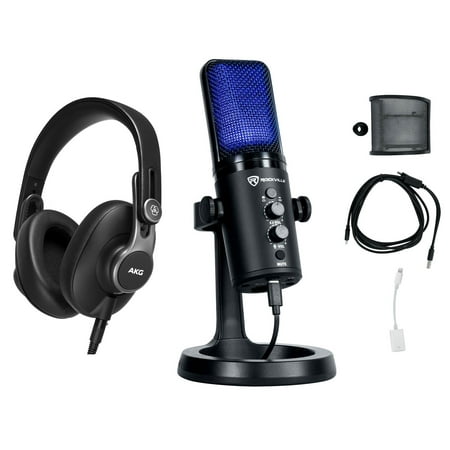 AKG K371 Over-Ear Oval Closed-Back Pro Studio Headphones w/50MM Drivers+USB Mic