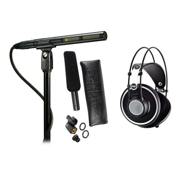 AKG K702 K 702 Studio/Audiophile Headphones+Audio Technica Condenser Microphone