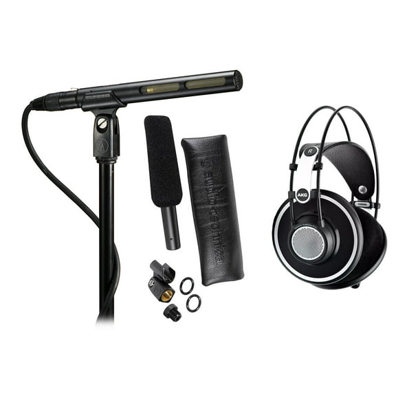 AKG K702 K 702 Studio/Audiophile Headphones+Audio Technica Condenser Microphone