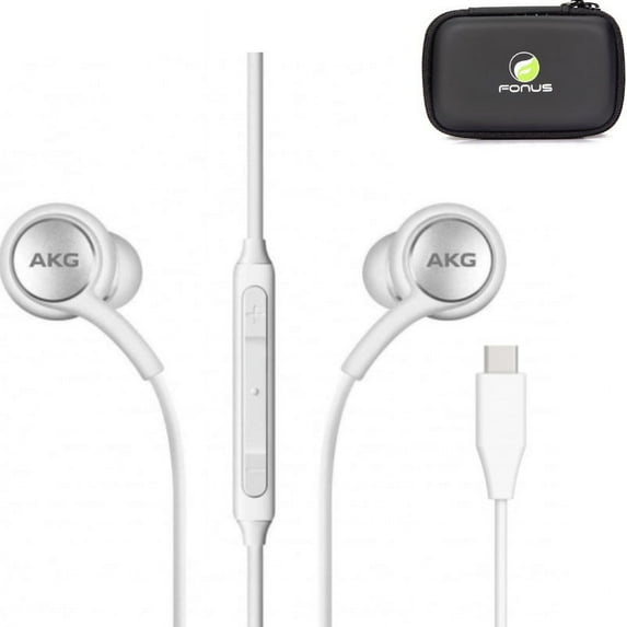 AKG TYPE-C Earphones & Carry Case for Samsung Galaxy S22,Ultra,S21,Ultra,S20 Ultra,Plus,Fan Edition,FE 5G - OEM Headphones USB-C Earbuds + Hard Cover Combo
