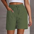 thumbnail image 1 of AKGEAMN Women's Solid Color High Waist Loose Casual Shorts with Pockets, Green S-XXL, 1 of 5
