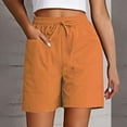 thumbnail image 1 of AKGEAMN Women's Solid Color High Waist Loose Casual Shorts with Pockets, Orange S-XXL, 1 of 5