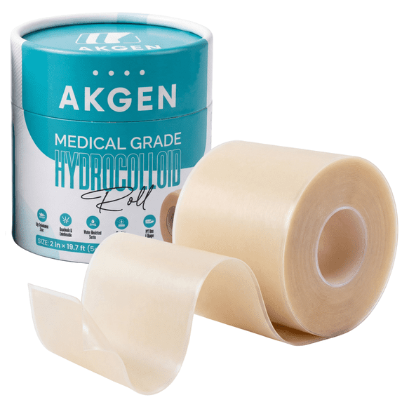 AKGEN Hydrocolloid Roll for Wound Care – Cut-to-Size, Extra Large Hydrocolloid Patch Bandages with Self-Adhesive, Ultra-Absorbent, Flexible & Waterproof, First Aid Kit Essential (2in x 12ft)