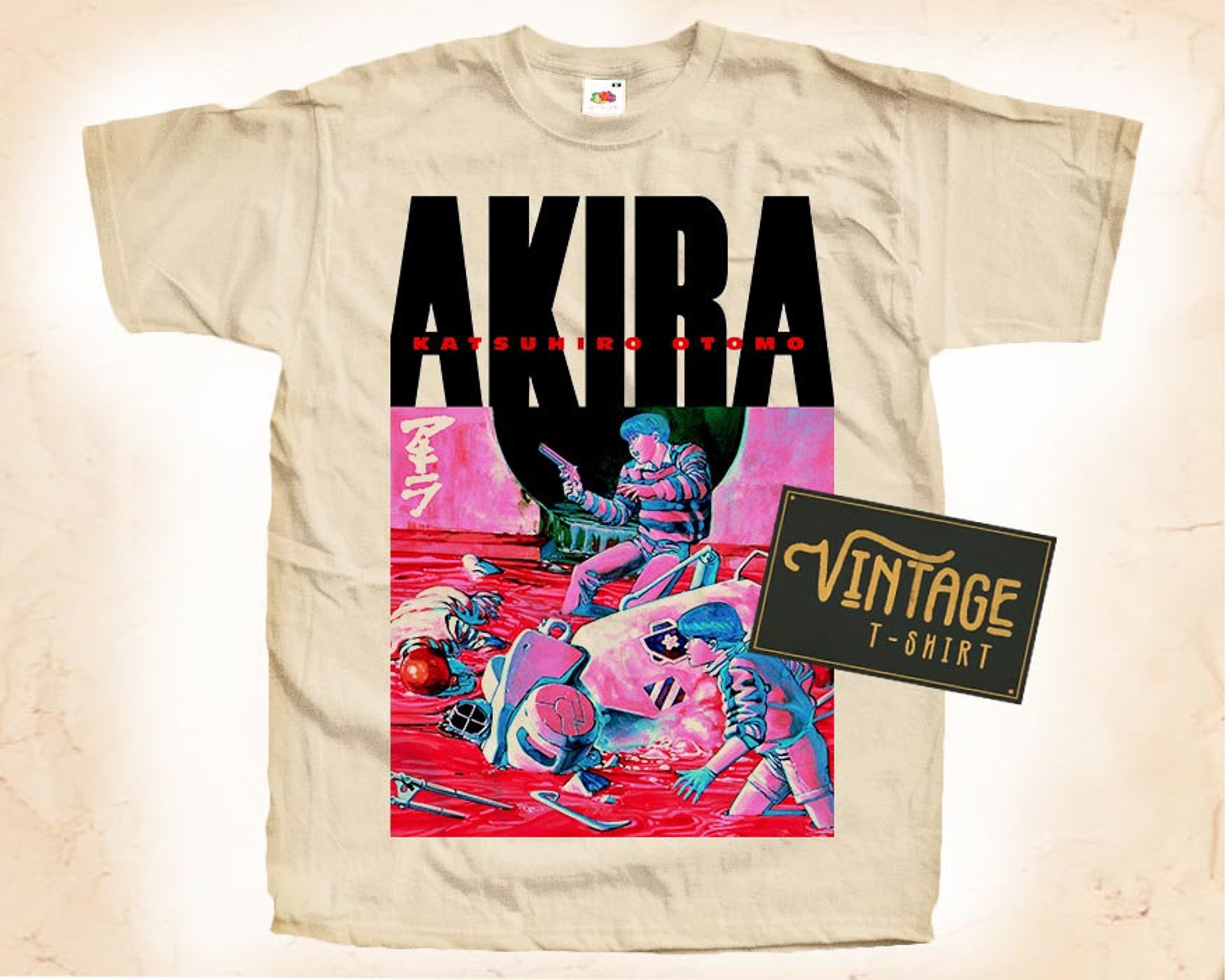 AKIRA V1 T shirt Tee Natural Vintage 100% Cotton Movie Poster All  