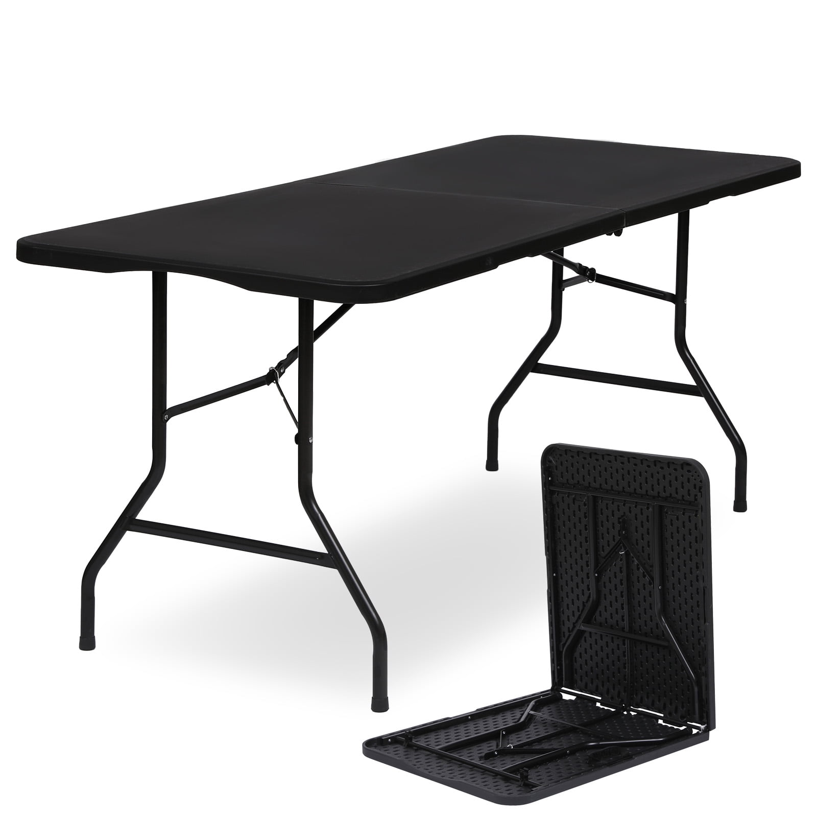 Realspace® Molded Plastic Top Folding Table, 29H x 60W x 30D, Platinum 