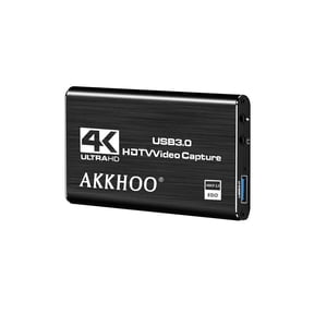 AKKHOO 4K Black Audio Video USB 3.0 HDTV Capture Card ,Full HD 1080P for Game /Videos/Live Stream Recording
