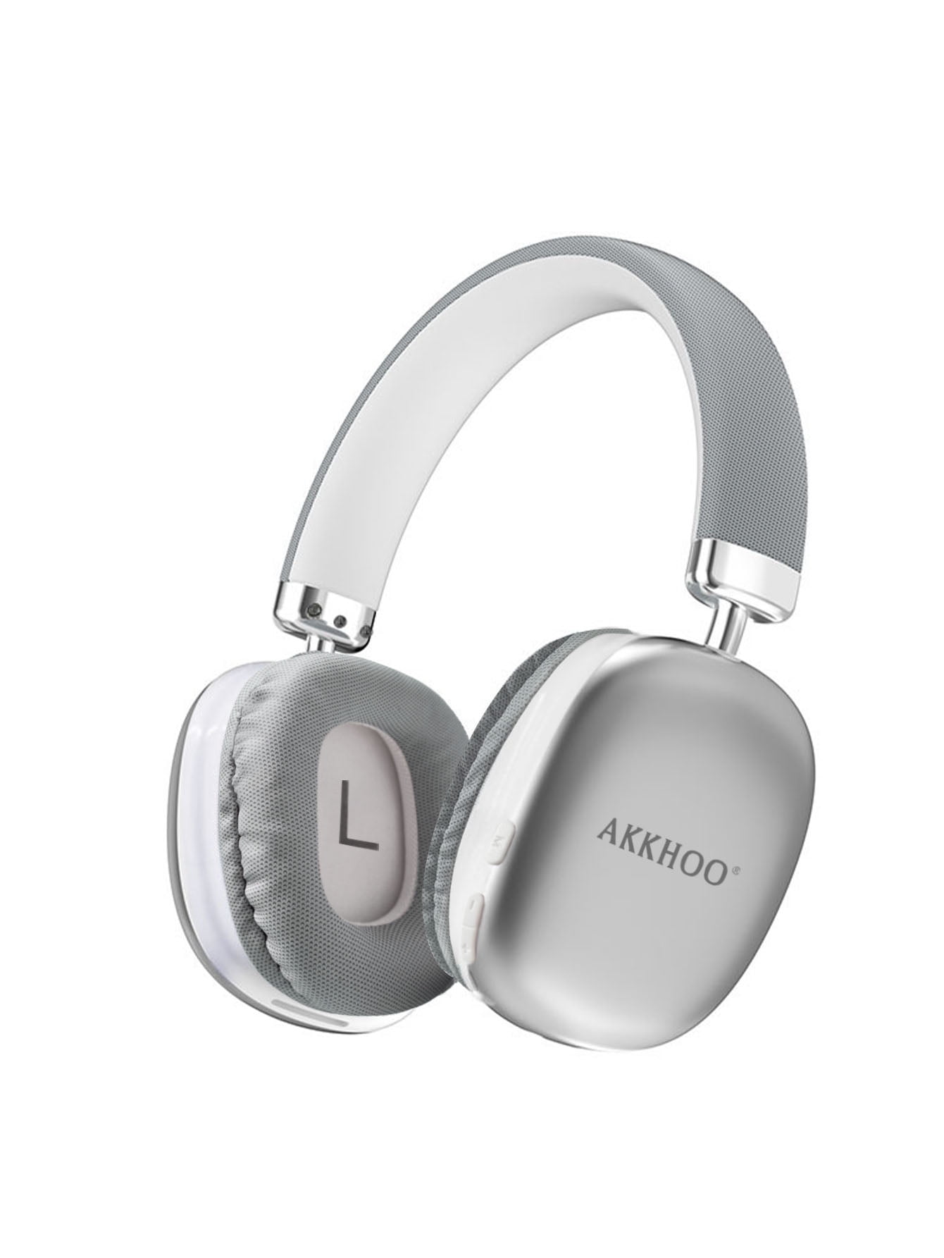 AKKHOO Noise Cancelling Headphones, Wireless Bluetooth Headphones, over-ear Headphones with Microphone, Silver