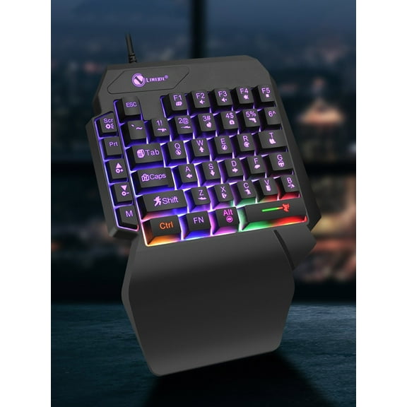 AKKHOO Single-Handed Glowing Game Wired Keyboards, Compatible with Computers, Laptops and Mobile Phones
