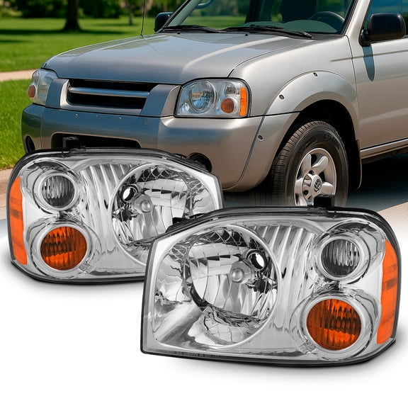 AKKON - [2 PCS] For 2001-2004 Nissan Frontier Pickup OE Style Headlights Housing Right & Left Sides - Chrome