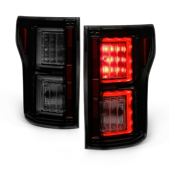 AKKON - Black Smoked [Dual C-Light Bar] Fits 2018-2019 Ford F-150 F150 Pickup LED Tail Light Brake Lamp Left+Right Pair 18 19