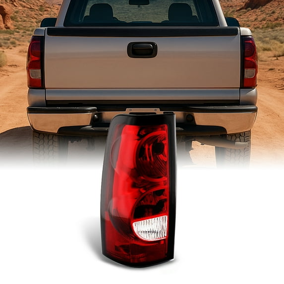 AKKON - For 03-06 Chevy Silverado Pickup Truck Red Clear Tail Lights Driver Left Side Replacement Lamps