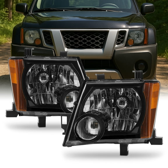 AKKON - Fit 2005-2015 Nissan Xterra 05-15 OE Style Halogen Type Headlight Headlamp Assembly Black Housing Driver - Passnger Side Direct Replacement