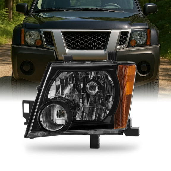 AKKON - Fit 2005-2015 Nissan Xterra 05-15 OE Style Halogen Type Headlight Headlamp Assembly Black Housing Left Driver Side Direct Replacement