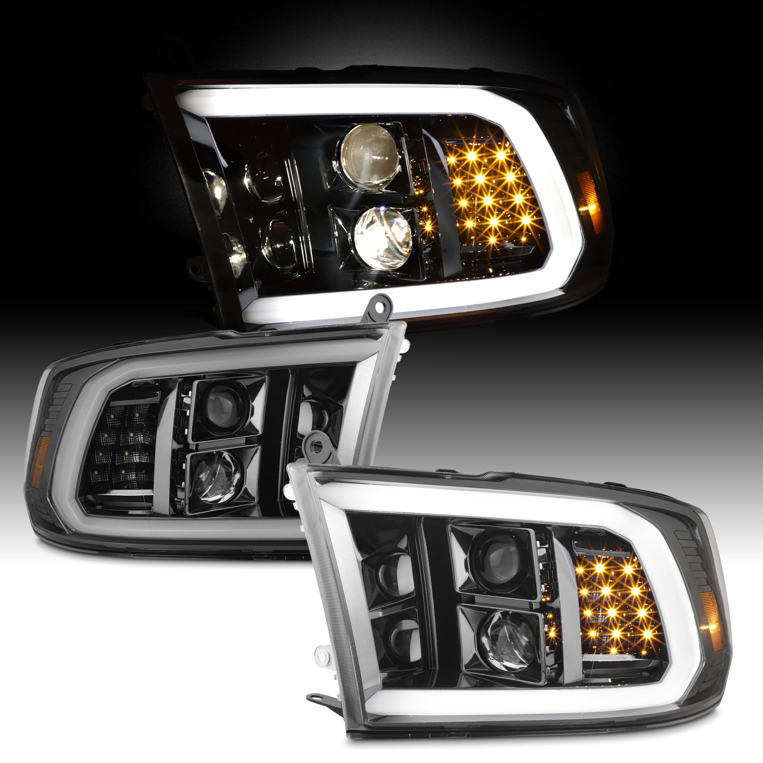 AKKON - Fit 2009-2018 Dodge Ram 1500 2500 3500 [Halogen Model] w/LED ...