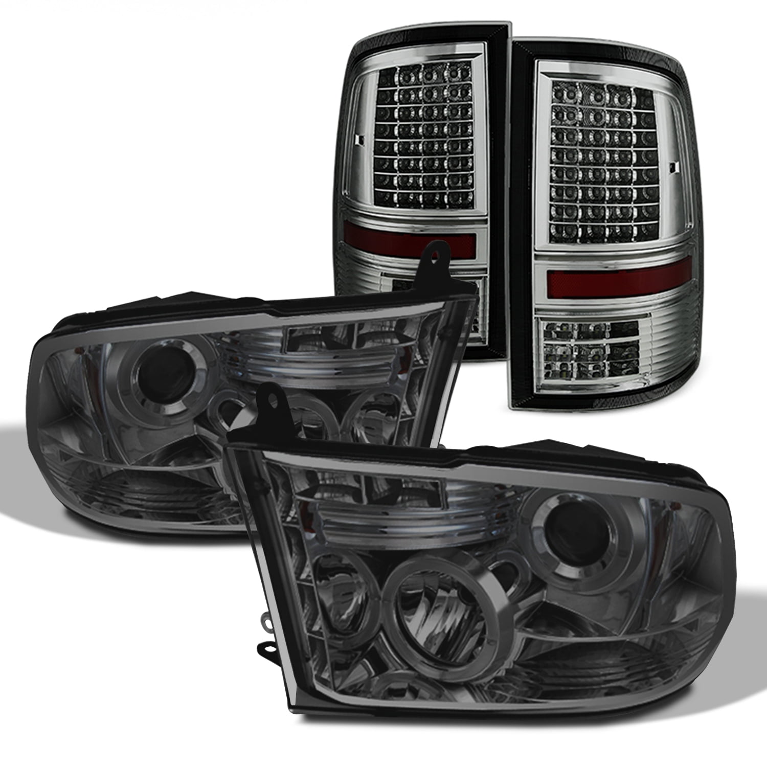 AKKON Fit 20092018 Dodge Ram LED Halo Projector Headlights + LED