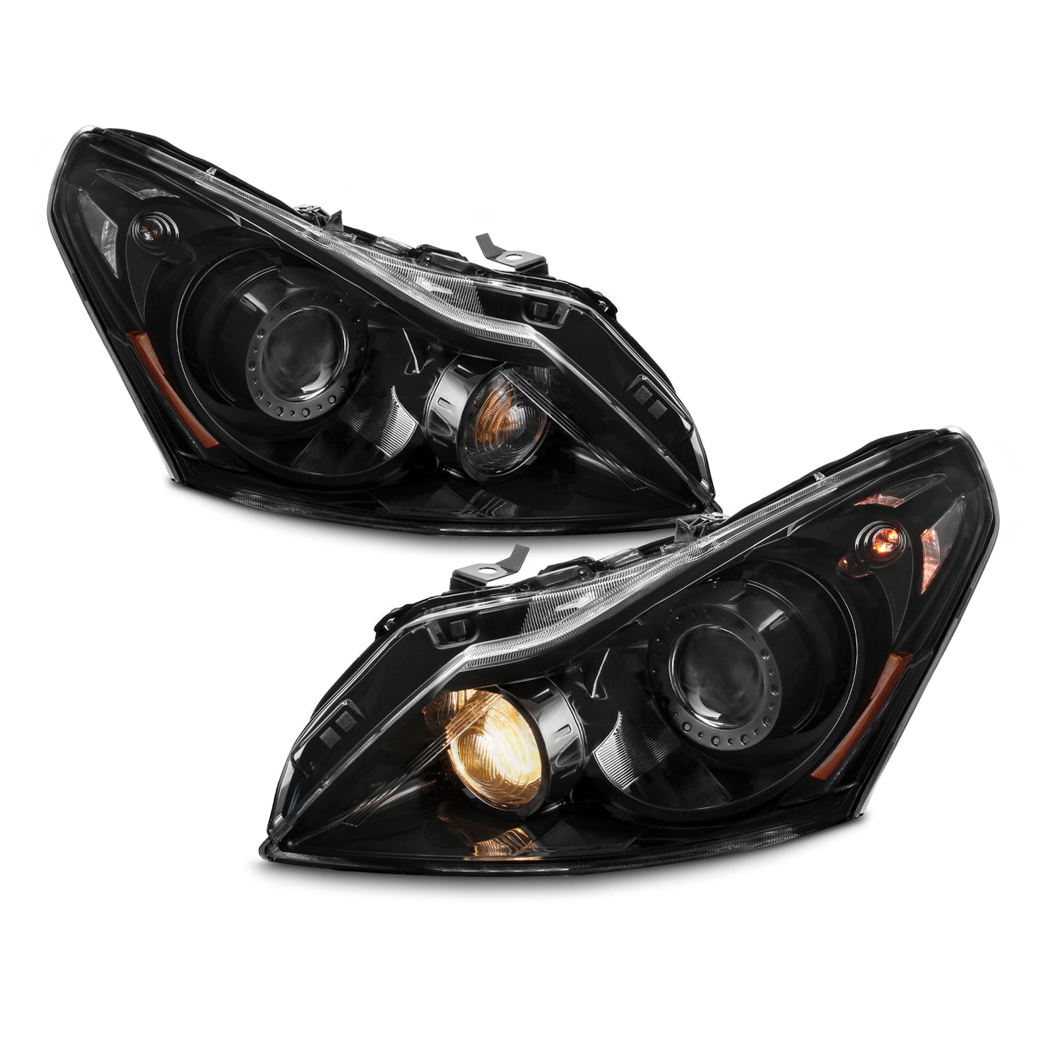 AKKON - Fit 210-2015 Infiniti G37/G25/Q40 Sedan 4-Door [HID/Xenon Type] Projector Black Headlights Driver + Passenger
