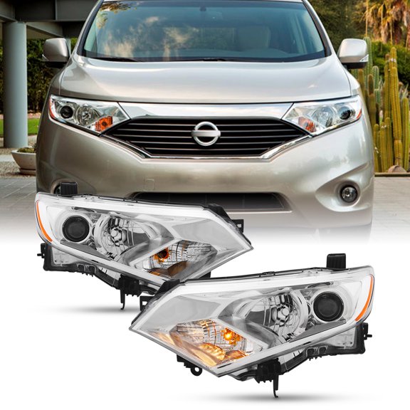 AKKON - Fit 2012 2013 2014 2015 2016 2017 Nissan Quest 12-17 OE Style Headlight Headlamp Chrome Driver + Passenger