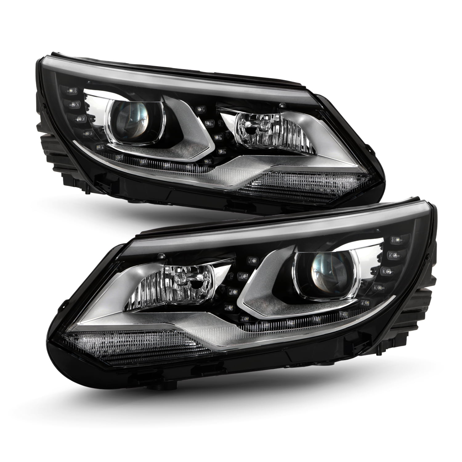 FK Pair LED DRL Projector Headlights VW Tiguan 5N 07-11 black RHD main image 0