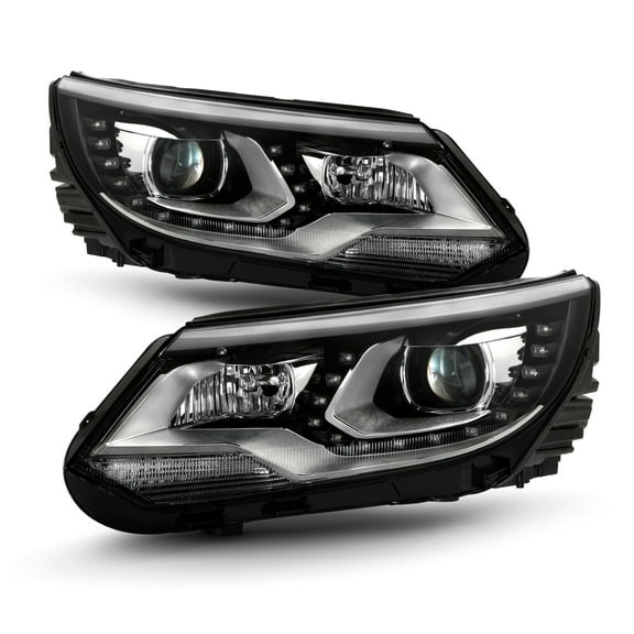 AKKON - Fit 2012-2017 Volkswagen VW Tiguan OE Halogen Model Projector LED DRL Headlights - Chrome Housing