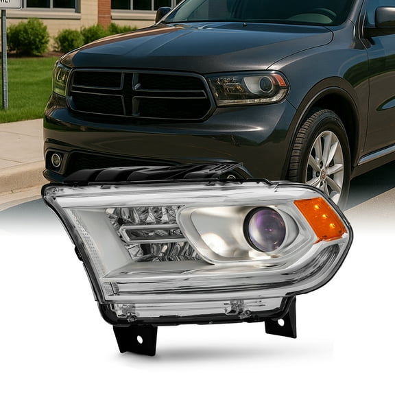 AKKON - Fit 2014 2015 2016 2017 Dodge Durango [Halogen Type] Non-DRL Models OE Style Projector Headlight Driver Left Side Chrome