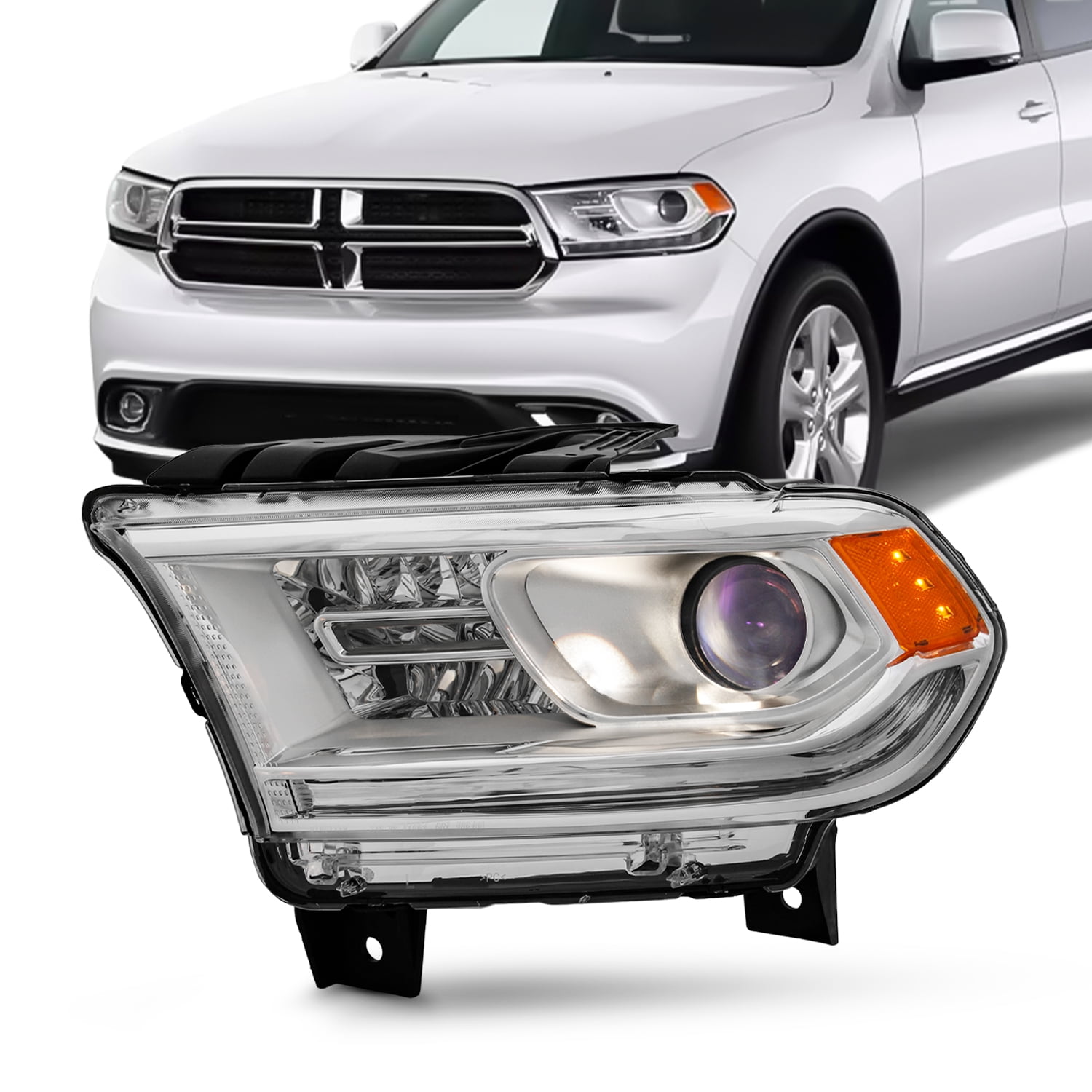FOR 16-20 DODGE DURANGO LEFT SIDE HEADLIGHT HALOGEN HEADLAMP W/ LED RUNNING LAMP main image 0