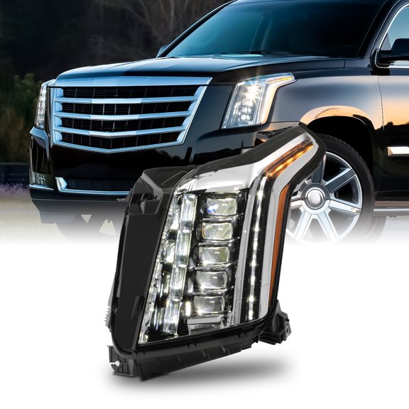 AKKON - Fit 2015 2016 2017 2018 2019 2020 Cadillac Escalade ESV 15-20 [Full LED] w/DRL Quad Projector Headlight Headlamp OE Style Driver Left Side Direct Replacement