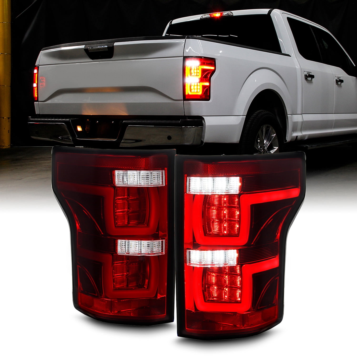 AKKON - Fit 2015-2020 Ford F150 15-20 [U-Shape LED Tube] Tail Lights ...