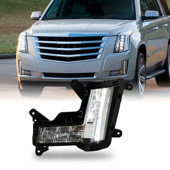 AKKON - Fit 2015-2020 Cadillac Escalade Front LED Fog Light w/DRL Enhanced Fitment for OE Left Side Integrated Crash Imminent Braking for Added Safety
