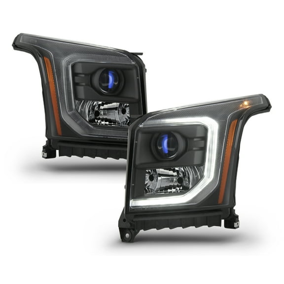 AKKON - Fit 2015-2020 GMC Yukon & Yukon XL OE LED Light Tube Projector Headlights - Black Housing