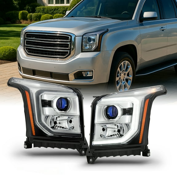 AKKON - Fit 2015-2020 GMC Yukon & Yukon XL OE LED Light Tube Style Projector Headlights - Pair Assembly
