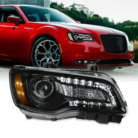 AKKON - Fit 2015-2023 Chrysler 300 Halogen Type Projector Headlight Black Bezel OE Style Passenger Right Side