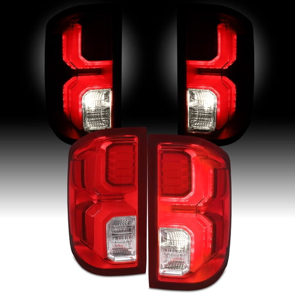 AKKON - Fit 14-18 Chevy Silverado 1500 | 15-19 2500 3500HD [Incandescent Upgrade] OE Style LED Tail Lights Rear Brake Lamp Red/Clear Lens Assembly Pair/Set