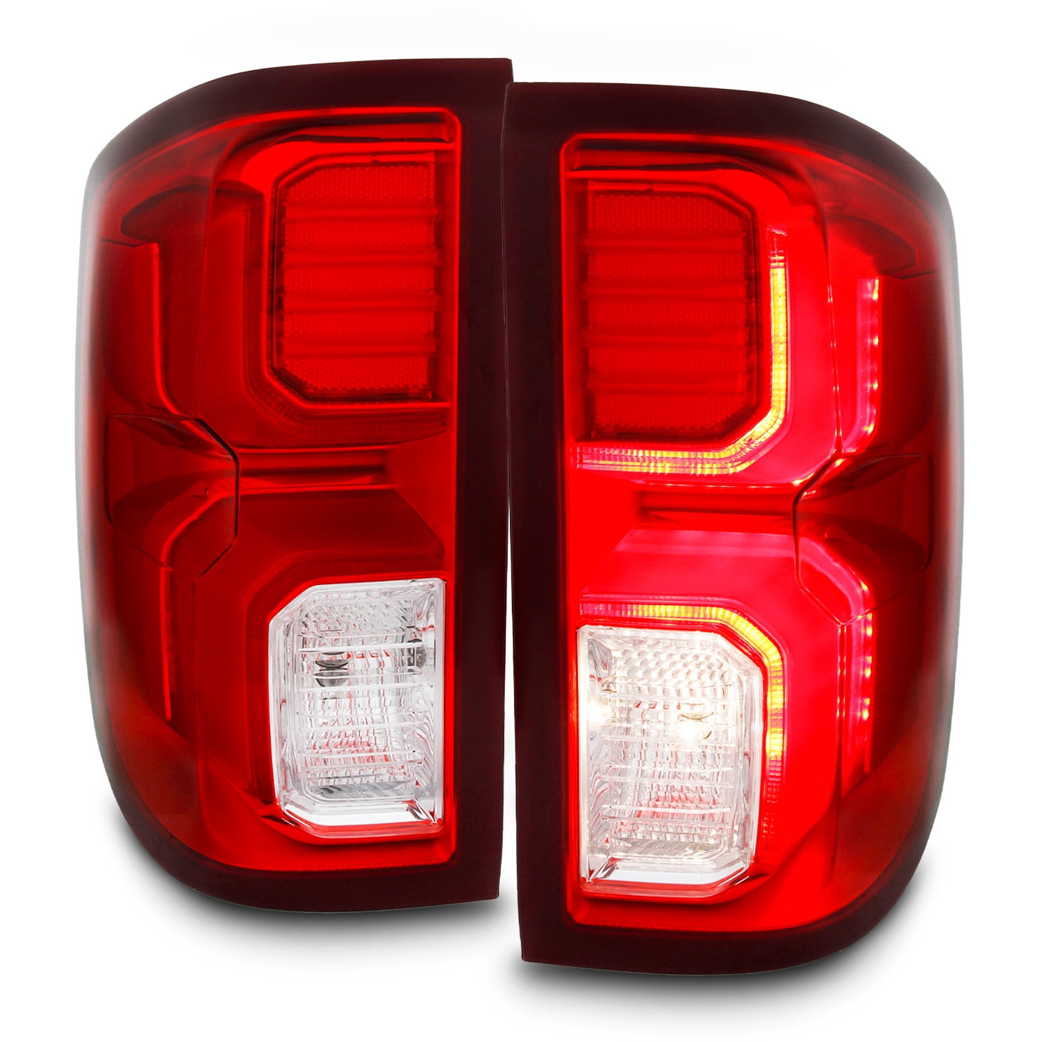 Partsam 2x LED Triple Tail Lights 45 LEDs Rectangle Vertical Horizontal