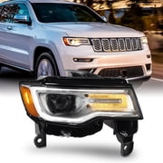AKKON - Fit 2017-2021 Jeep Grand Cherokee HID/Xenon Chrome Bezel Headlight Passenger w/ Auto Leveling LED Running Signal