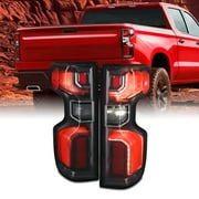 AKKON - Fit 2019 2020 2021 2022 2023 Chevy Silverado 1500/2500 [Incandescent Upgrade] LED Tail Lights w/Harness & Running Lamp Black Set