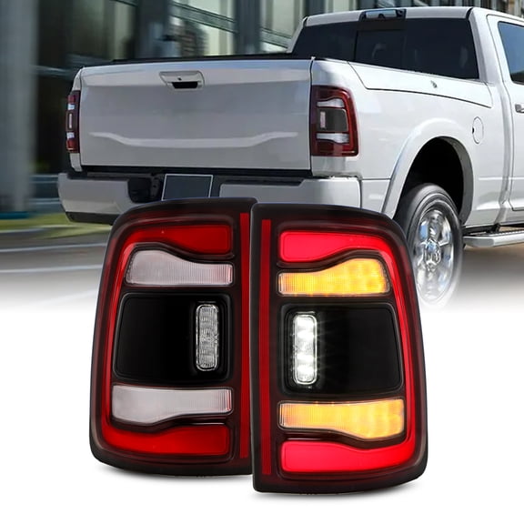 AKKON - Fit 2019-2024 Ram 2500 3500 LED SwitchBack Turn Signal Black Bezel Tail Lights Left+Right w/o Blind Spot Detection