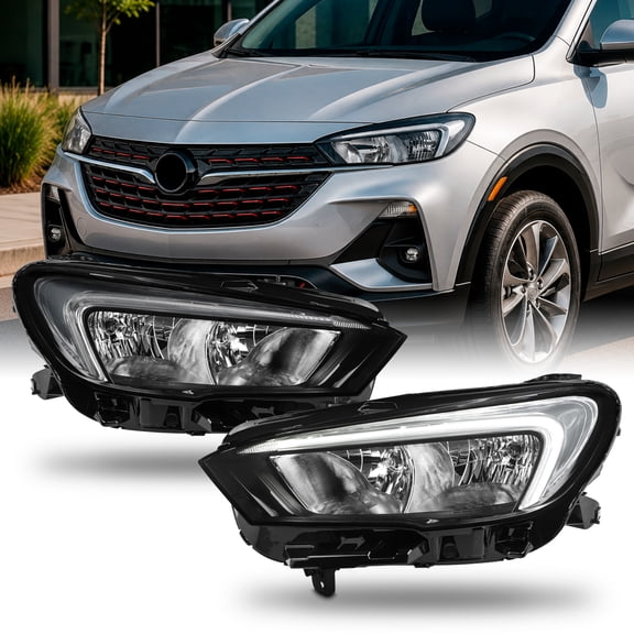 AKKON - Fit 2020 2021 2022 2023 Buick Encore GX Assembly Headlamp 20-23 Halogen Type w/LED DRL Signal Headlight Pair/Set