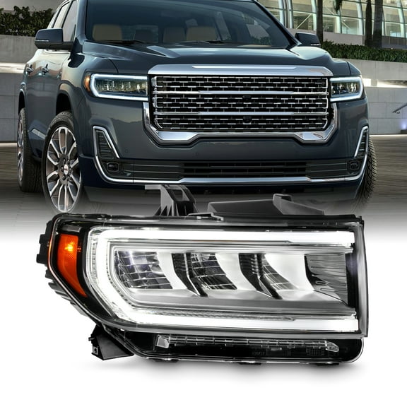 AKKON - Fit 2020-2023 GMC SL | SLE | SLT | Denali [Full LED] Chrome Headlight w/Turn Signal Switchback Running Passenger