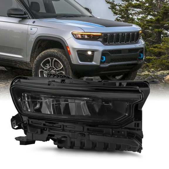 AKKON- Fit 2021 2022 2023 Jeep Grand Cherokee 21-23 Amber DRL w/o Auto Leveling Full LED Headlight Headlamp Passenger Right Side