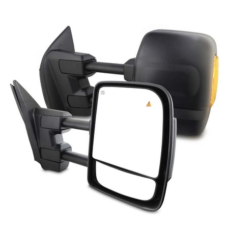 AKKON - Fit Titan 2017-2021 Power Towing Mirror w/Heated LED Turn Signal Puddle Light - Blind Spot Detection - Passenger + Driver Black