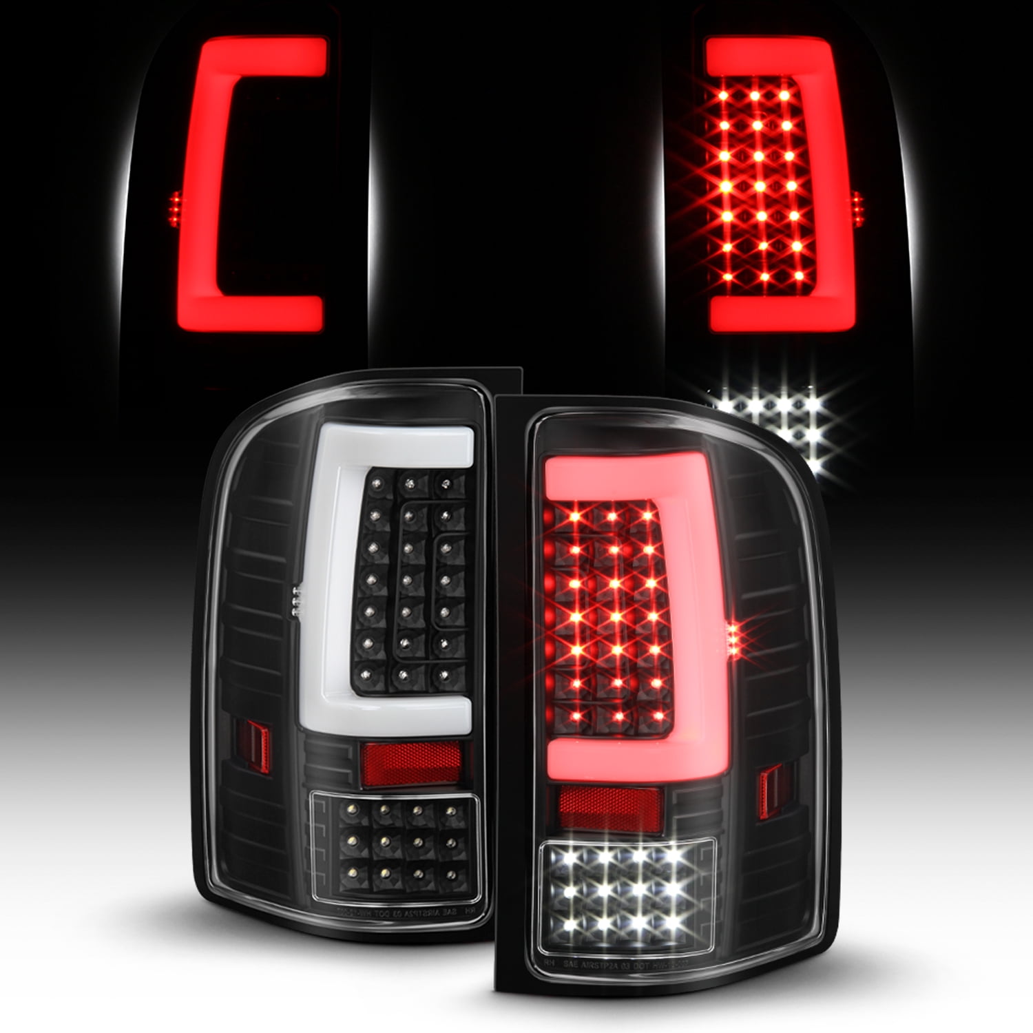 AKKON Powered + Heated Glass Towing Mirrors For 07-13 Silverado/Sierra - Black Side Mirrors With Sequential Turn Signals & Manual Telescoping