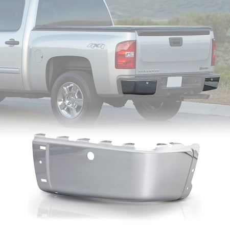 AKKON - Fits 07-13 Chevy Silverado GMC Sierra 1500 2500HD 3500HD Chrome Steel w/ Sensor Hole Rear Bumper End Cap Passenger Right