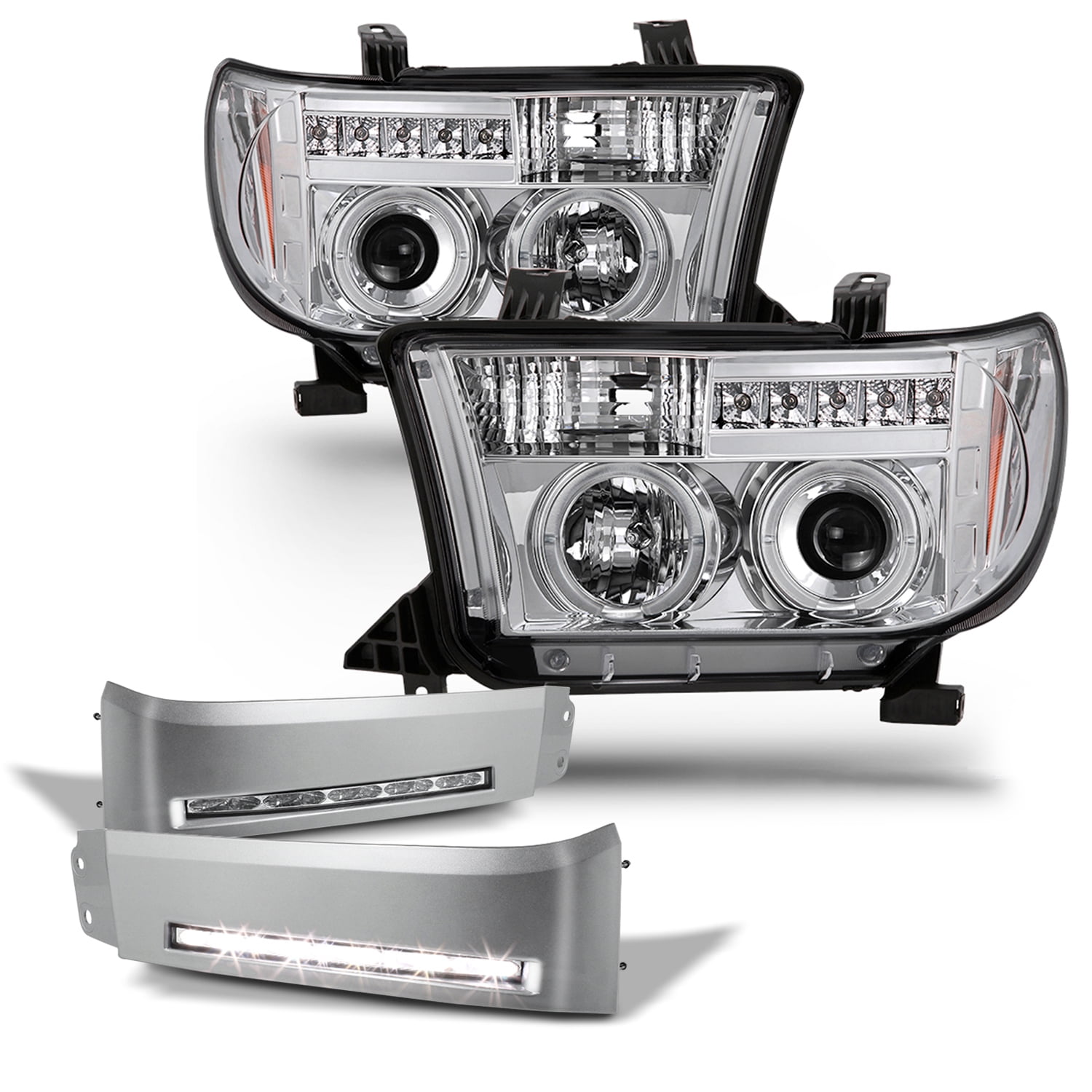 AKKON Fits 0713 Toyota Tundra Sequoia Dual Halo Projector LED