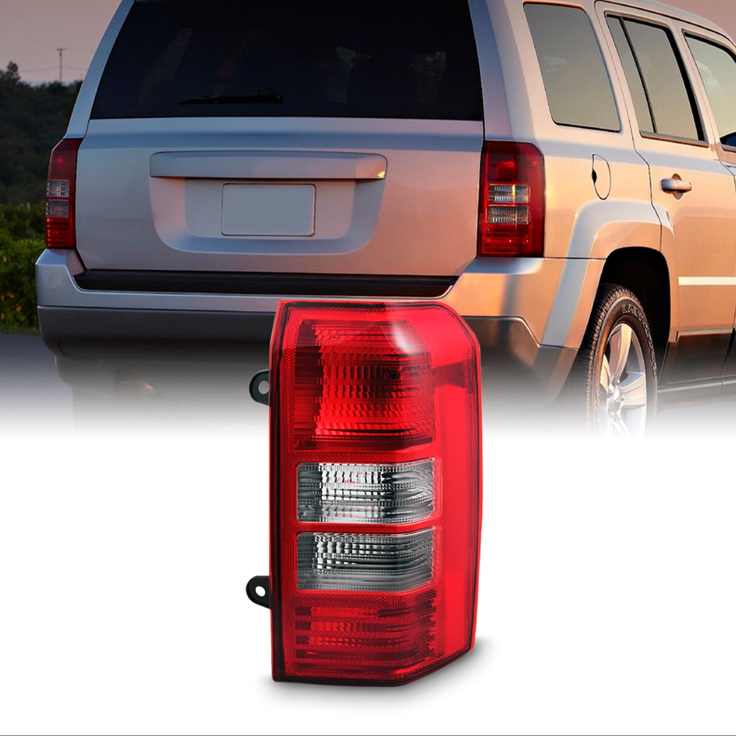 AKKON - Fits 08-17 Jeep Patriot Red Rear Tail Light Tail Lamp Brake Lamp Pair Housing Replacement