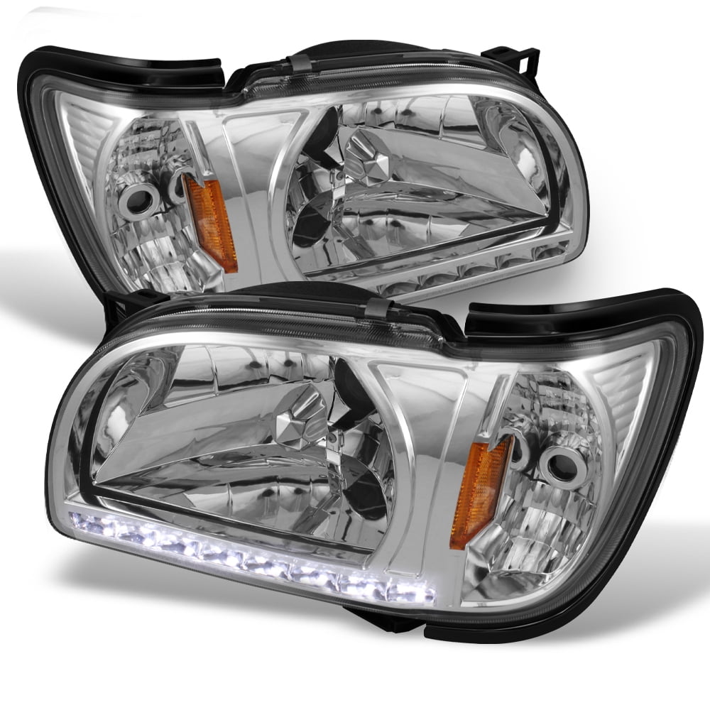 AKKON - Fits 2001 2002 2003 2004 Toyota Tacoma Pickup Truck DRL Clear Headlights w/ Black Trim Corner Signal Lamps Set