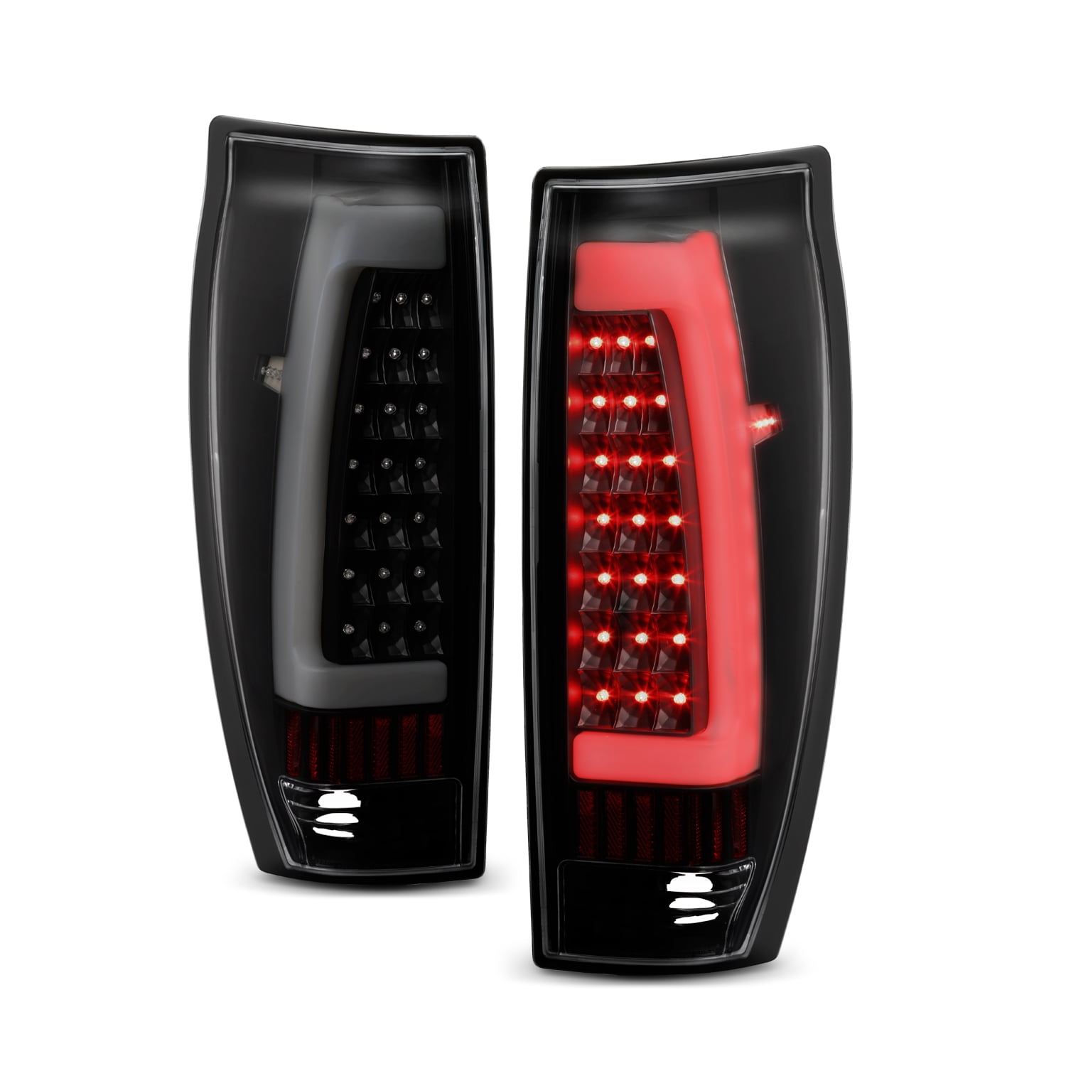 AKKON - Fits 2002-2006 Chevy Avalance 1500 2500 [Tube Bar] LED Black Smoked Tail Lights Brake Lamp Driver + Passenger Pair