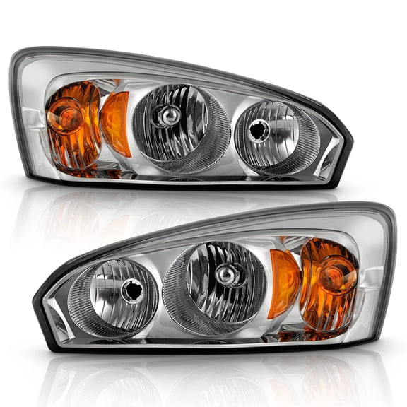 AKKON - Fits 2004-2007 Chevy Malibu 2008 Malibu Classic LS/LT Model [Halogen Type] Chrome Headlight Pair Left+Right Headlamps